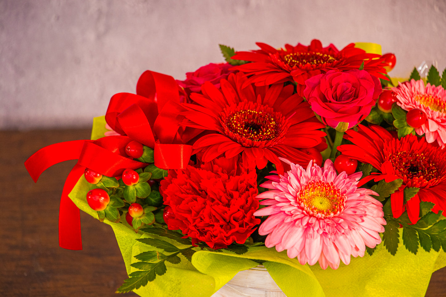 【アレンジメント】赤系(¥9,900)※「東京23区」お届け限定