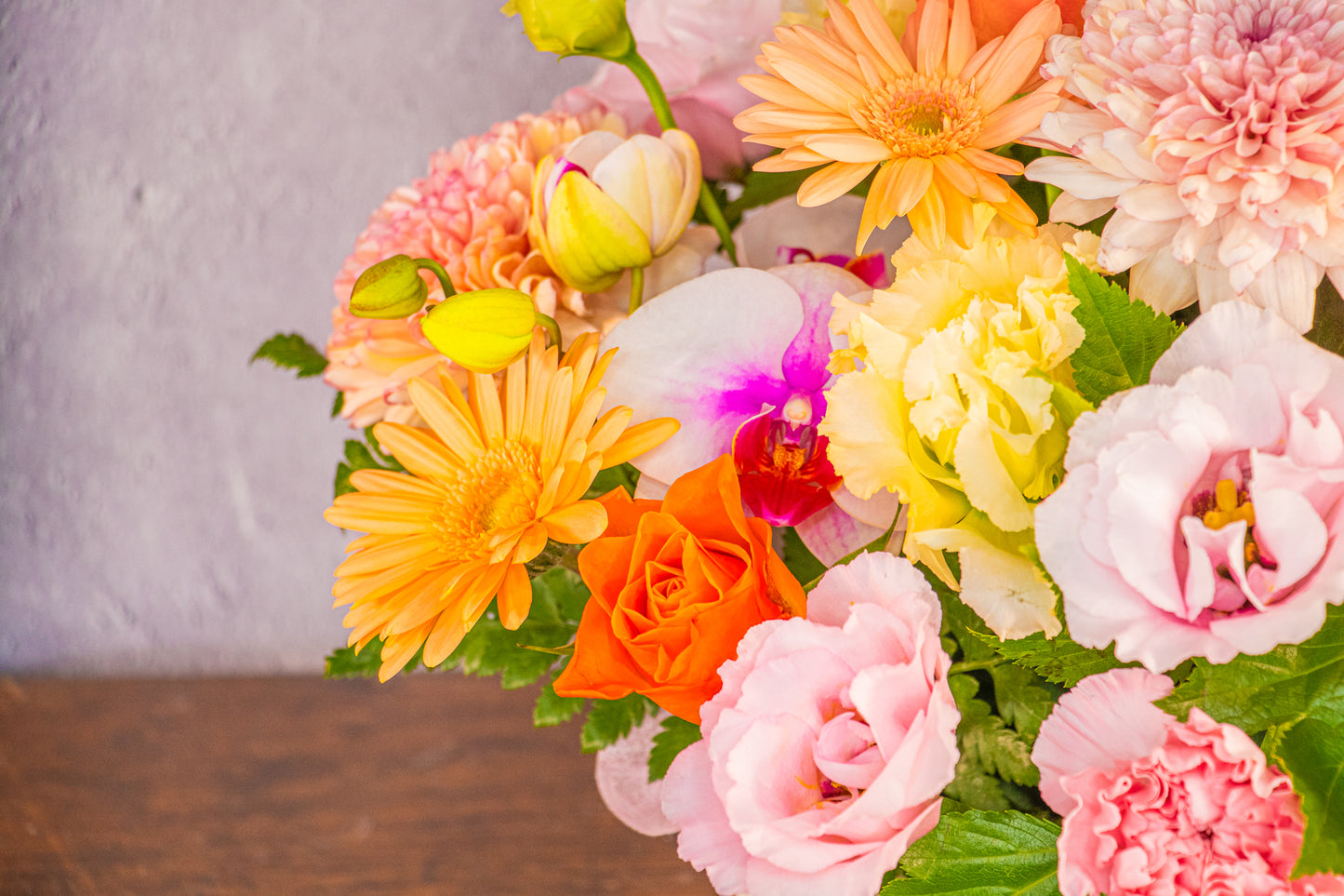 【アレンジメント】オレンジ・ピンク系(¥13,200)※「東京23区」お届け限定